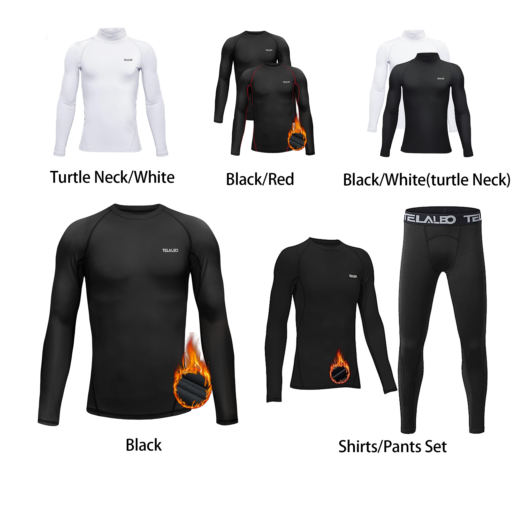 TELALEO Youth Boys’ Girls’ Thermal Compression Shirt Long Sleeve Fleece