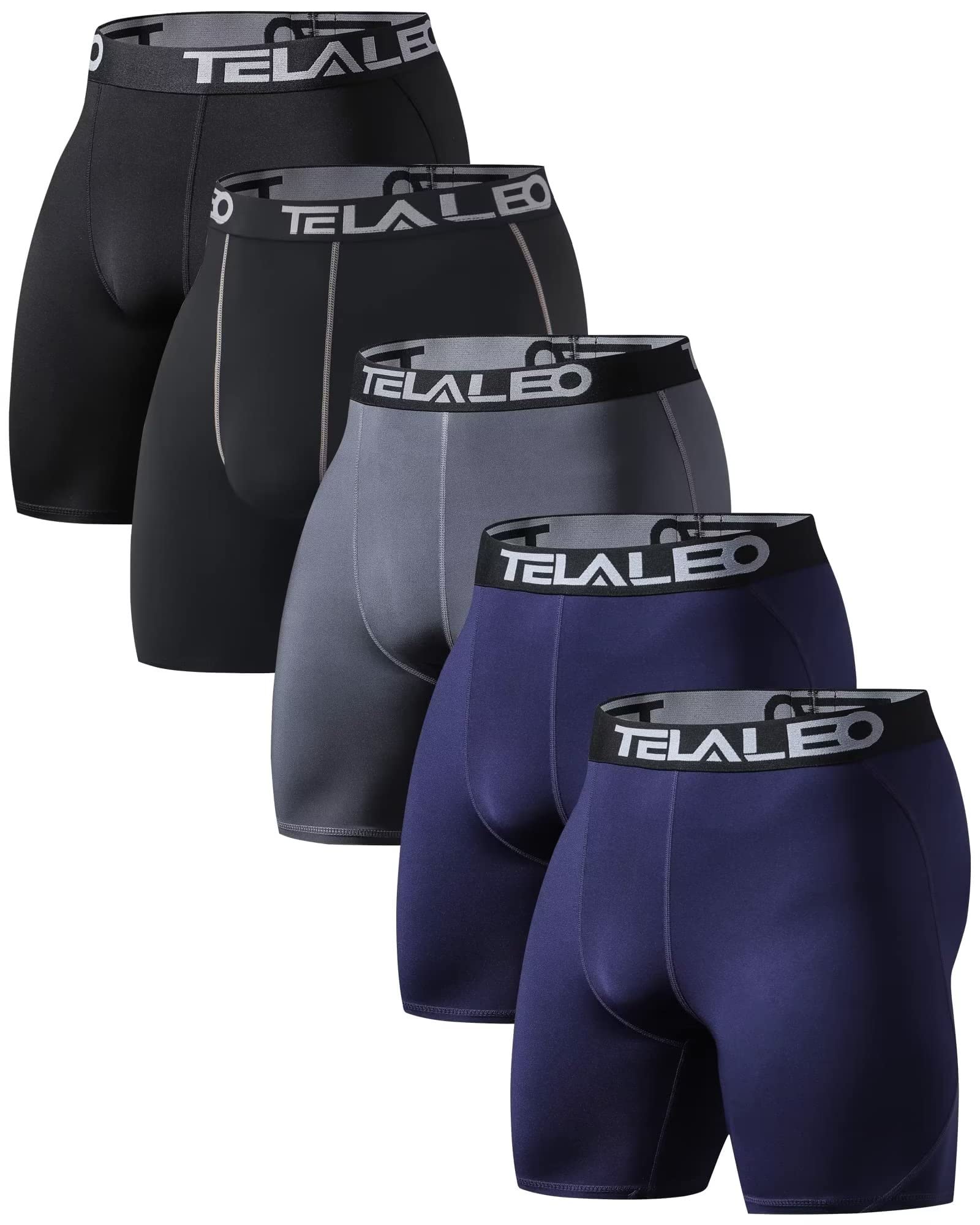 TELALEO 5/6 Pack Compression Shorts Men Spandex Sport Shorts Athletic